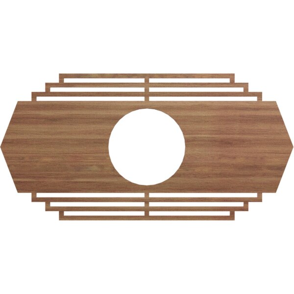 Ekena Millwork Chrysler Wood Fretwork Pierced Ceiling Medallion, Walnut, 30"W x 15"H x 7 7/8"ID x 1/4"T CMWP30X15X0250CSWA - main